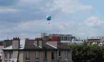 Hot air balloon as seen from our balcony.  This is a tourist attraction at Parc Andres Citroen.