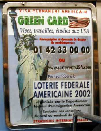 Green Card advertisement in the Metro.
