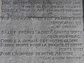 Hail brothers and farewell you are twice blest brave hearts double your glory is who perished thus for you have died for France and vindicated us.