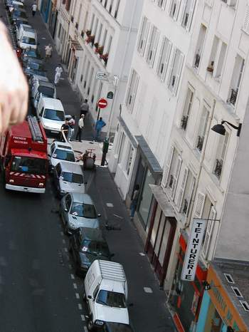Pompiers at work on our street.